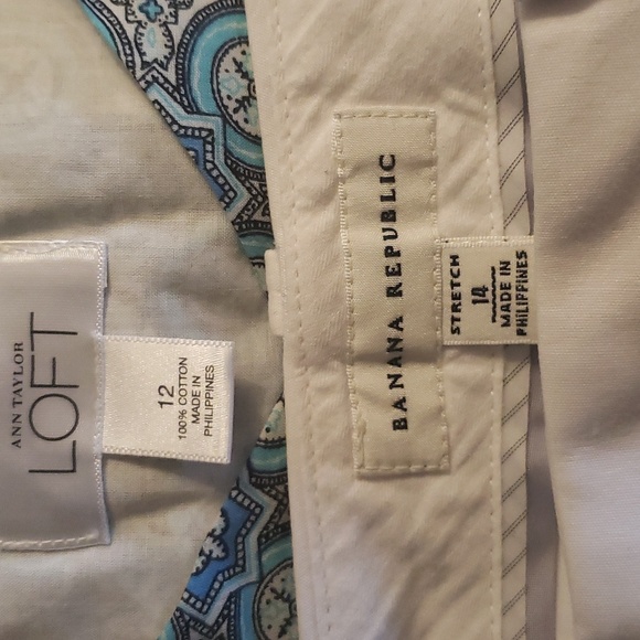 Ann Taylor Loft Top Sz 12 & Bermuda White Shorts Sz 14 Banana** - Picture 4 of 10